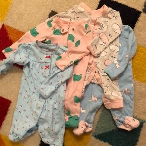 4 Newborn Play/Sleep One Pieces